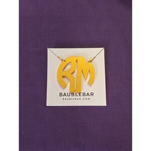 Baublebar Initial "RM" Large Acrylic Pendant Necklace On 1/20 14k GF Chain